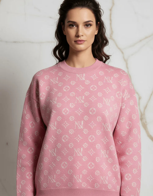 تحميل الصورة إلى عارض المعرض، Ivorynn Soft Pink Textured Knit Sweater – Relaxed Fit Crewneck Pullover
