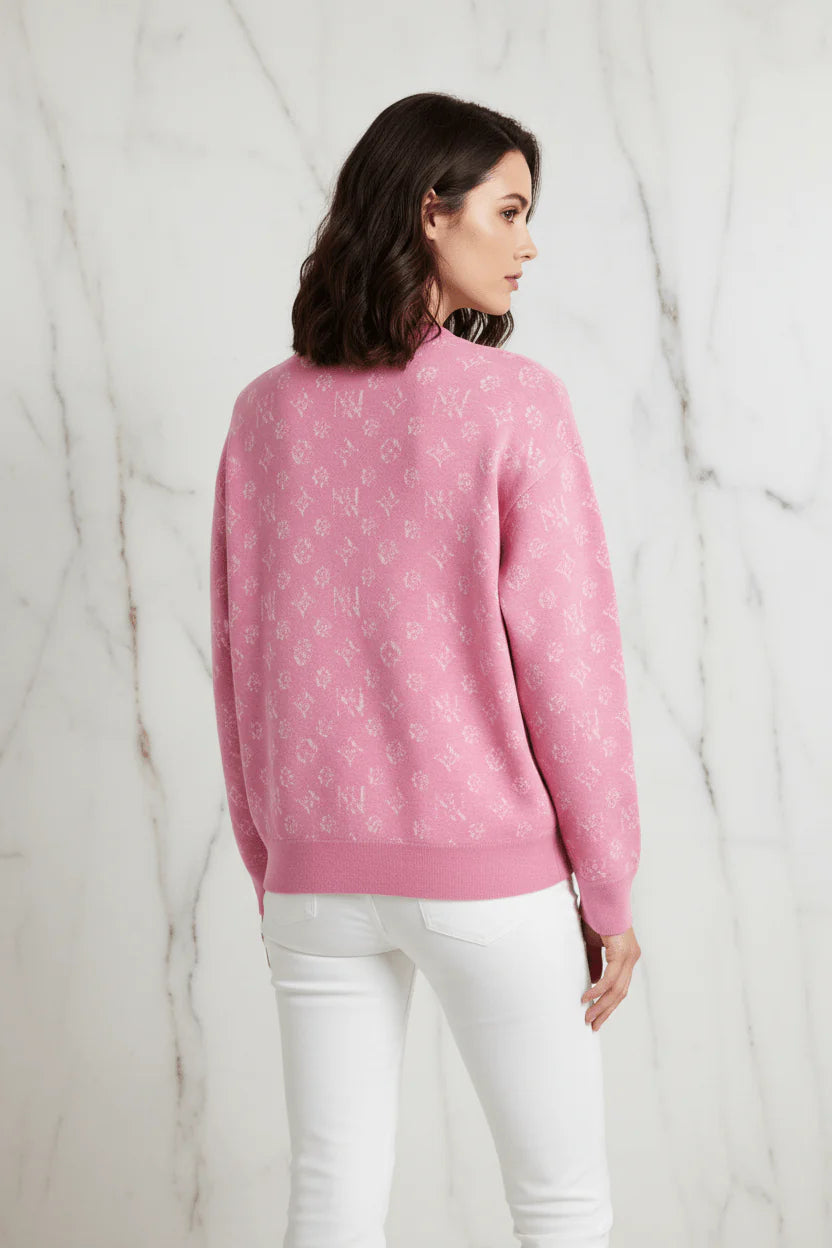 Ivorynn Soft Pink Textured Knit Sweater – Relaxed Fit Crewneck Pullover