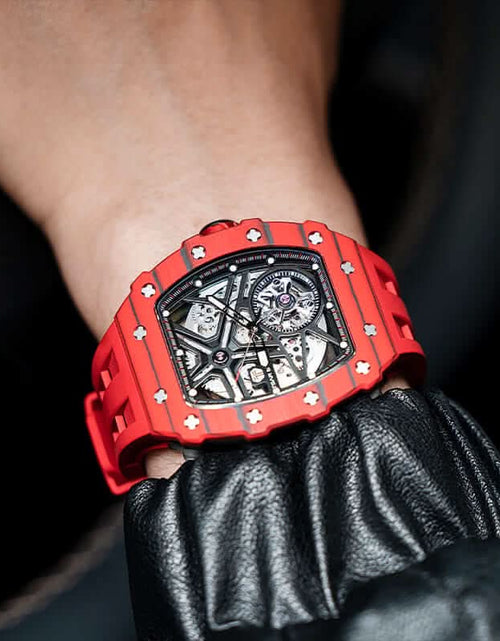 Load image into Gallery viewer, Elemental Series-Carbon Fiber Automatic Watch TB8209CF Bull Red Carbon Fiber
