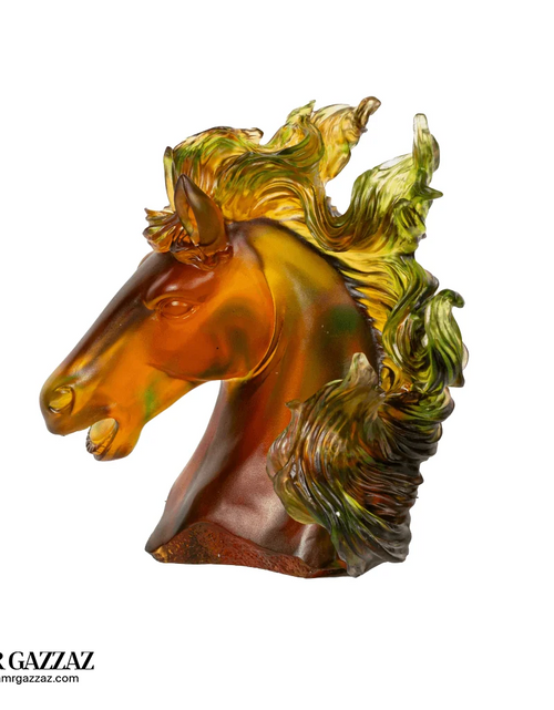 Load image into Gallery viewer, A PATE-DE-VERRE CRSTAL  HORSE HEAD
