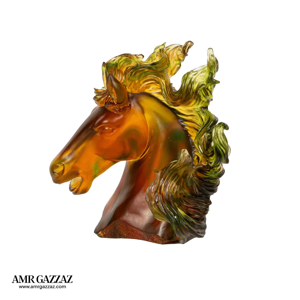 A PATE-DE-VERRE CRSTAL  HORSE HEAD