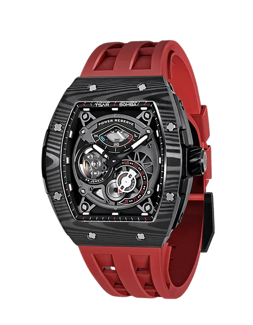 Load image into Gallery viewer, Elemental Series-Carbon Fiber Automatic Watch TB8210CF Passion Red
