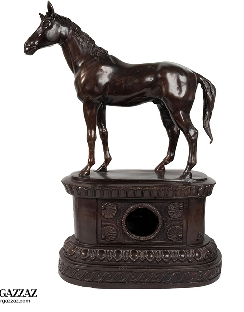 Load image into Gallery viewer, standing Horse Figurine in solid Bronze with bronze Base
