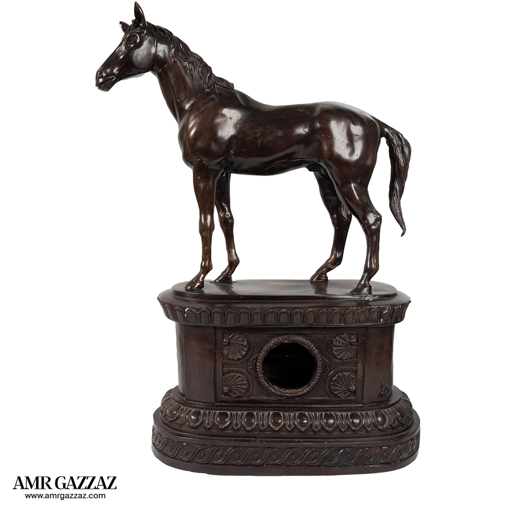 standing Horse Figurine in solid Bronze with bronze Base