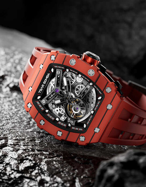 Load image into Gallery viewer, Elemental Series-Carbon Fiber Automatic Watch TB8208CF Bull Red
