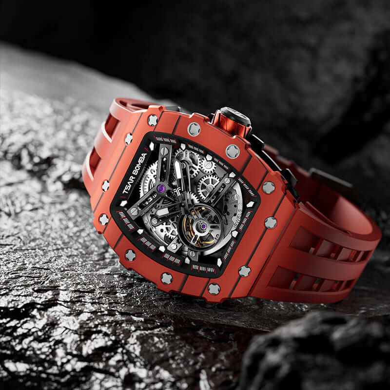 Elemental Series-Carbon Fiber Automatic Watch TB8208CF Bull Red