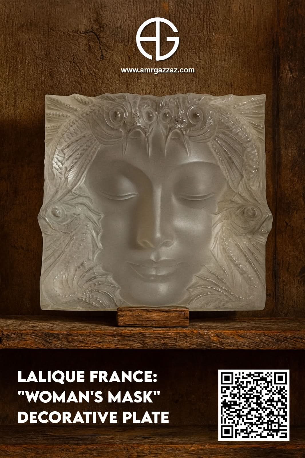 Lalique France: "Woman's Mask" Decorative Plate