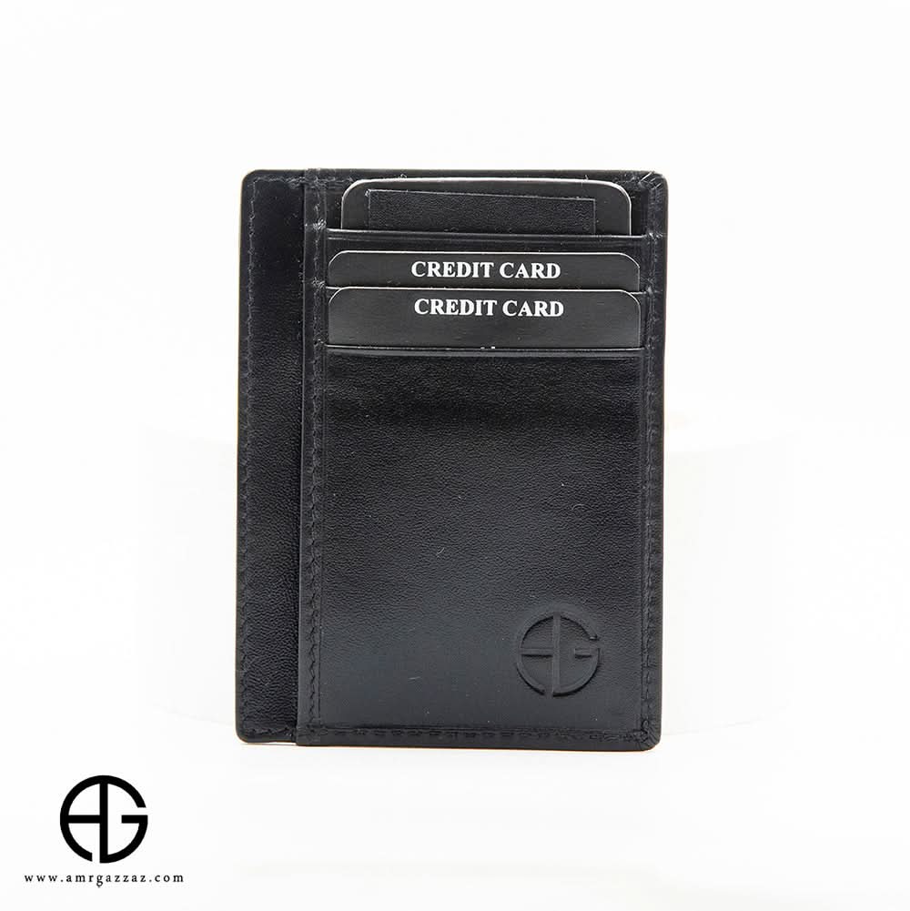 Leather Vertical Card Holder with ID Winbdow AG-WL017