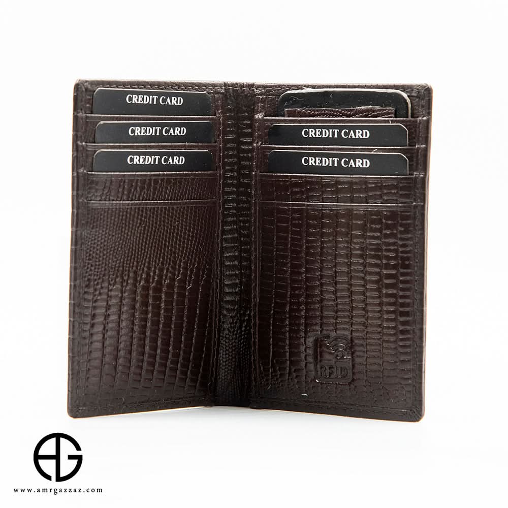 Lizard-Embossed Leather Vertical Wallet AG-WL022