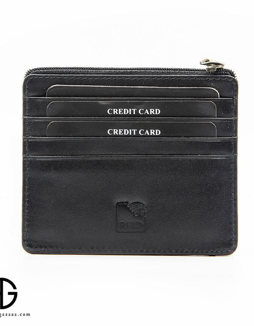 تحميل الصورة إلى عارض المعرض، Leather Cardholder with Zipper &amp; Strap Closure AG-WL024
