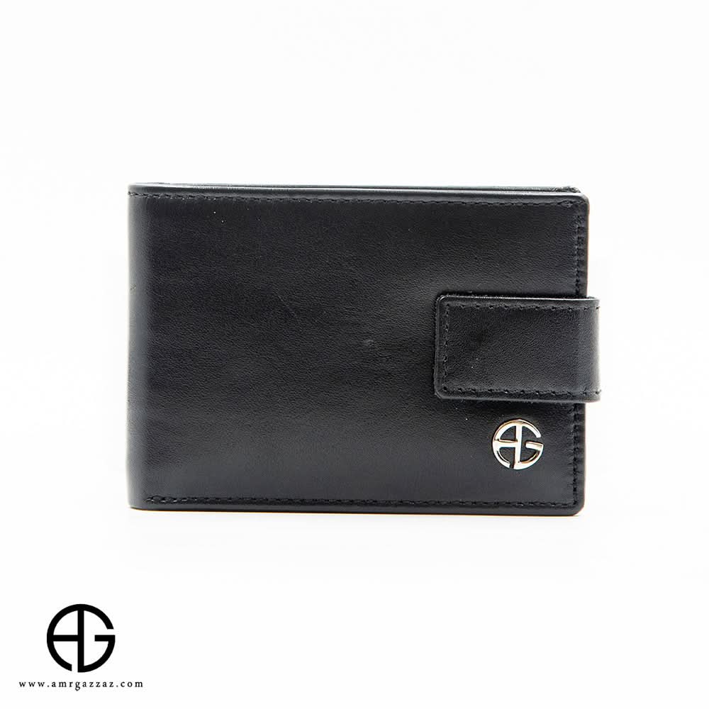 Classic Black Leather Wallet with Snap Closure AG-WL026