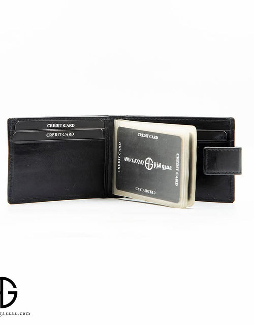 تحميل الصورة إلى عارض المعرض، Classic Black Leather Wallet with Snap Closure AG-WL026
