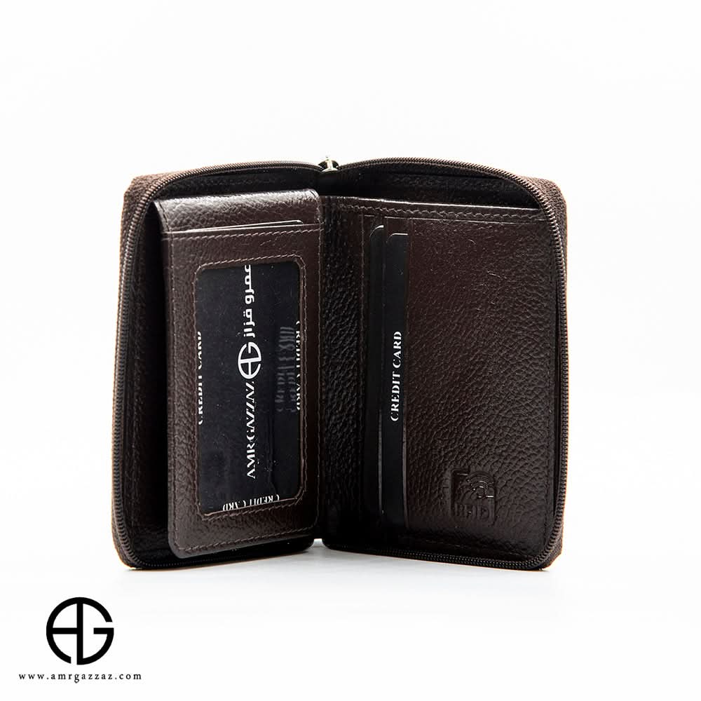 Brown Leather Zip Wallet AG-WL027