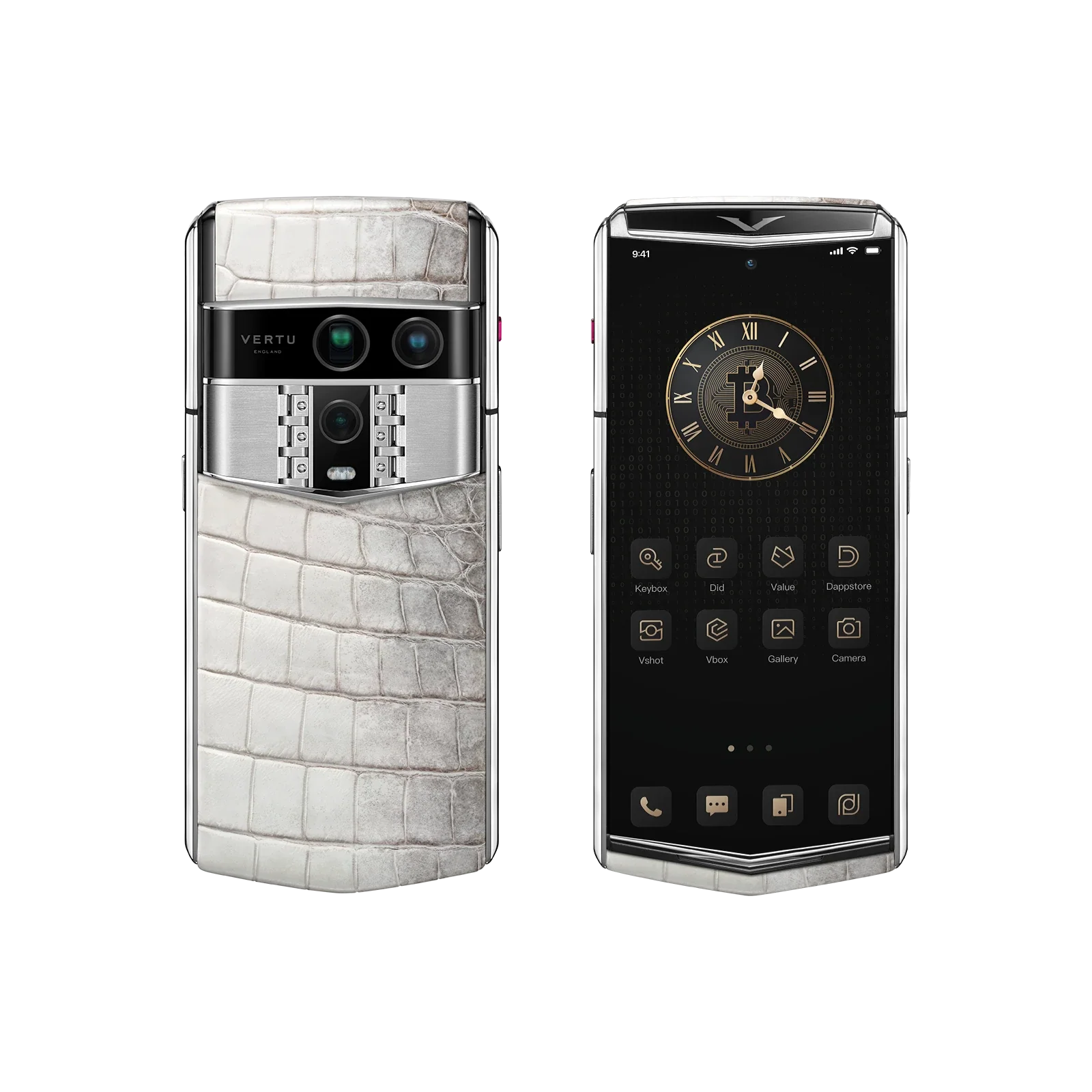 هاتف METAVERTU 2 CALFSKIN WEB3 AI - برتقالي فجر (غطاء فضي)