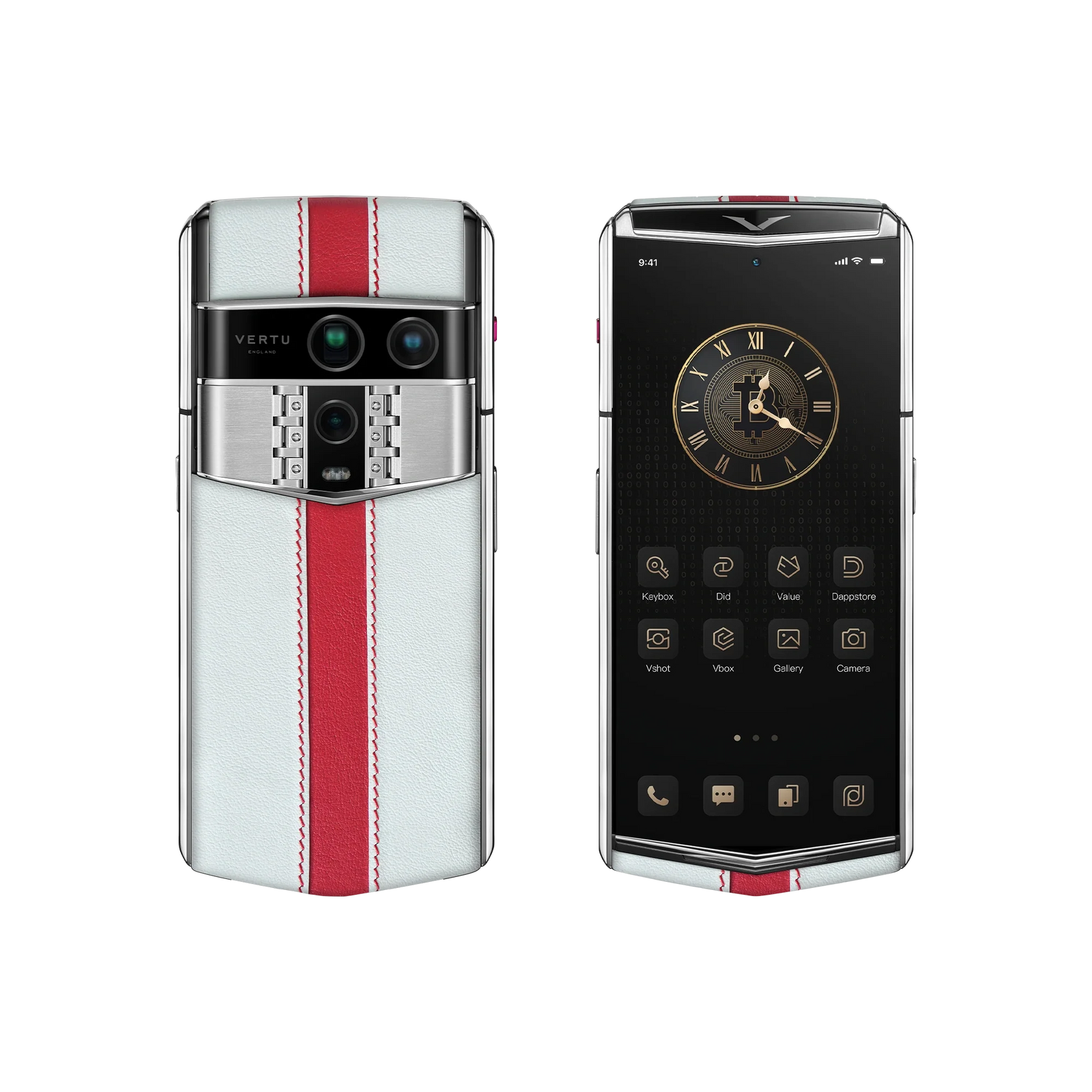 هاتف METAVERTU 2 CALFSKIN WEB3 AI - برتقالي فجر (غطاء فضي)