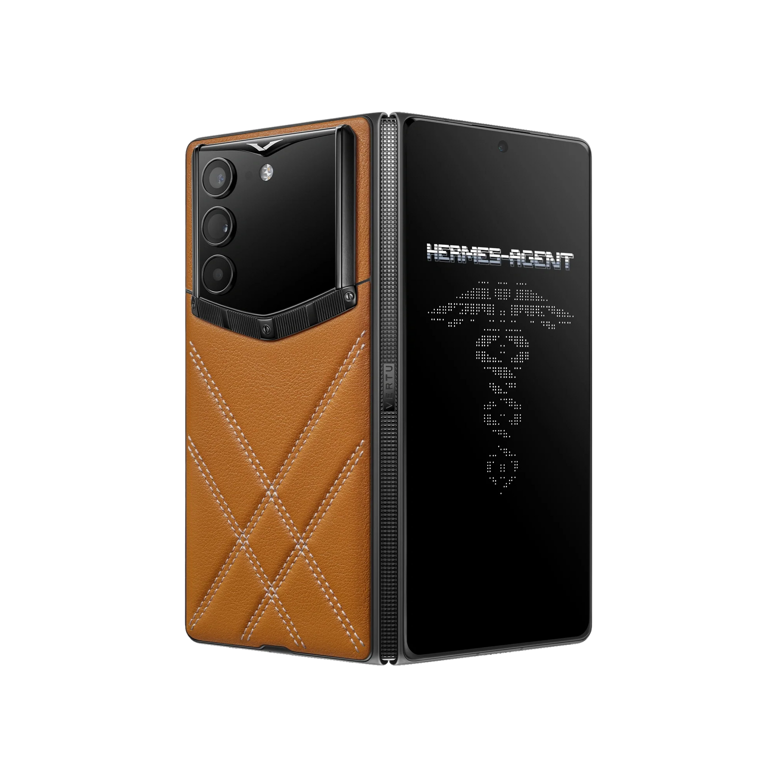 AlphaFold Stitched Calfskin Amber Brown