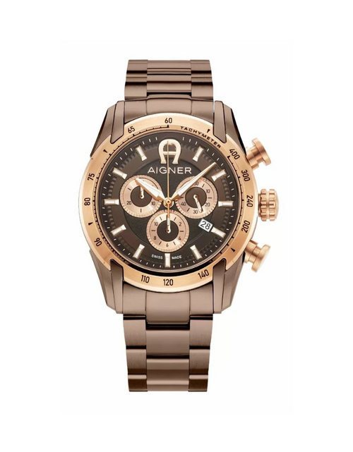 تحميل الصورة إلى عارض المعرض، Aigner Benevento men watch steel brown , Rose gold
