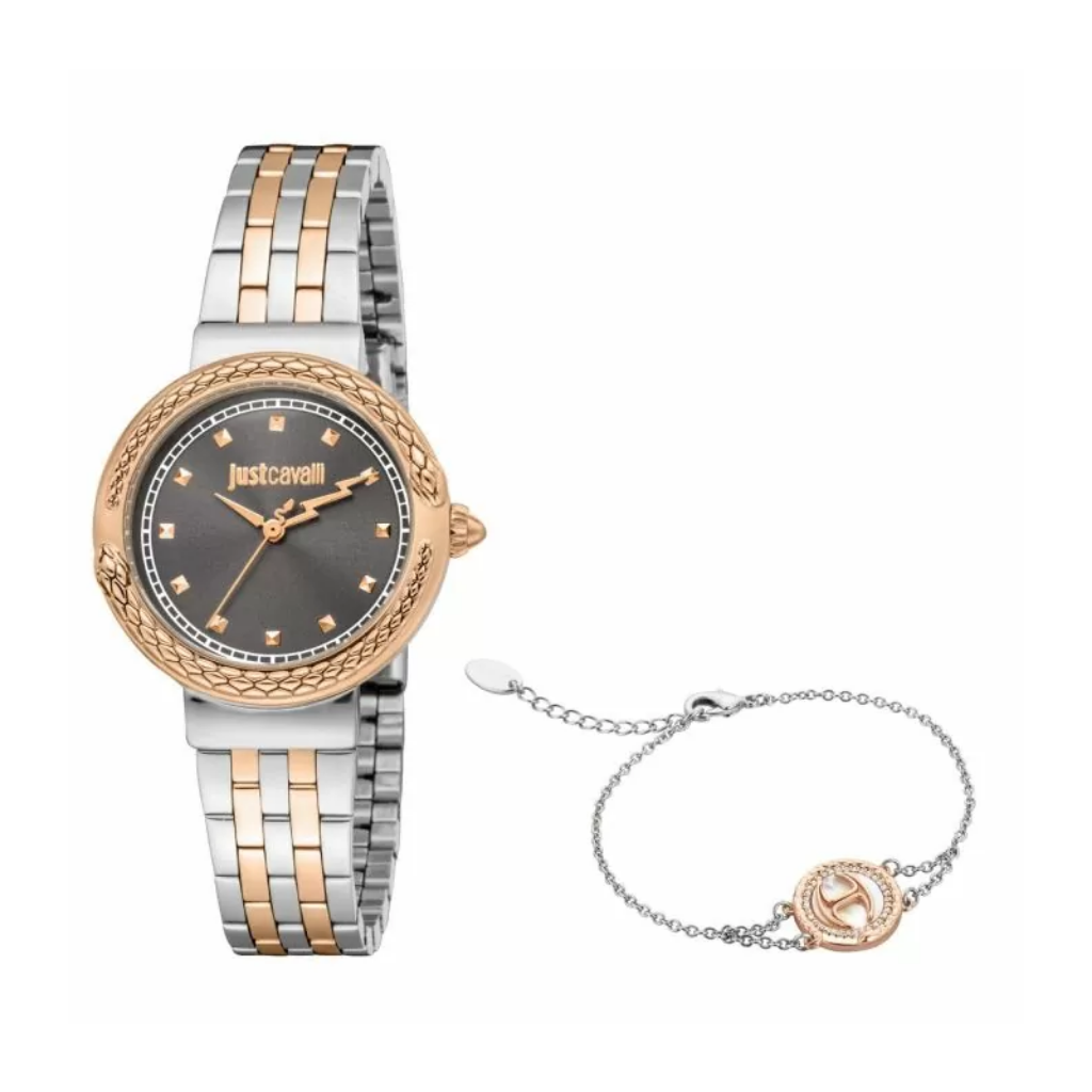 Just Cavalli ladies Quartz watch stainless steel rose gold , Grey