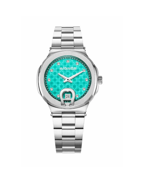 تحميل الصورة إلى عارض المعرض، Aigner TAVIANO ladies watch steel silver , Cyan
