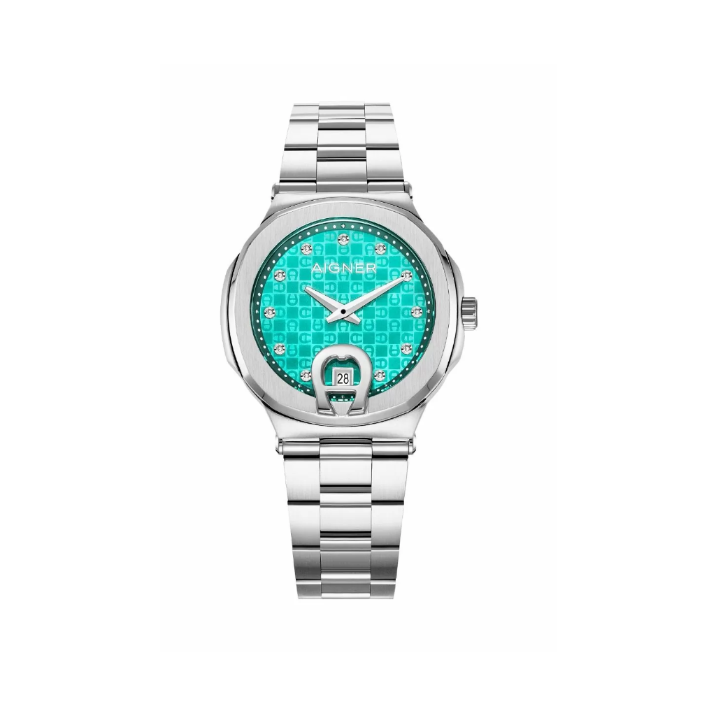 Aigner TAVIANO ladies watch steel silver , Cyan