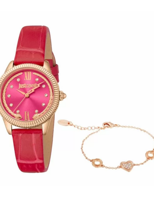 Load image into Gallery viewer, Just Cavalli ladies Quartz watch with red leather strap
