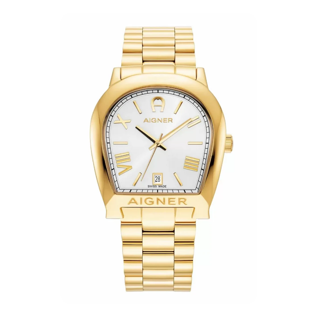 Aigner ROVIGO men watch stainless steel gold with white