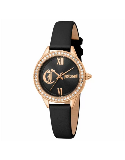 تحميل الصورة إلى عارض المعرض، Just Cavalli Glam Chic women watch with black leather
