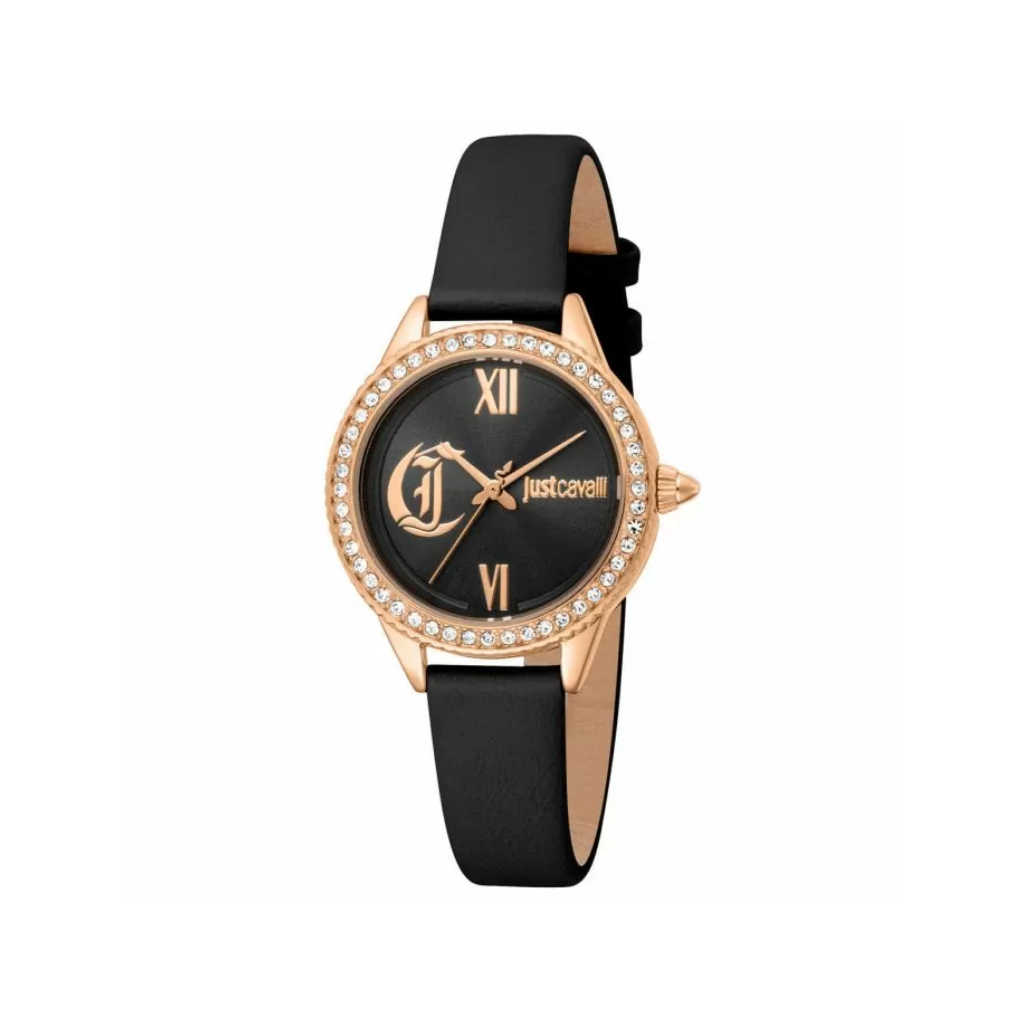 Just Cavalli Glam Chic women watch with black leather