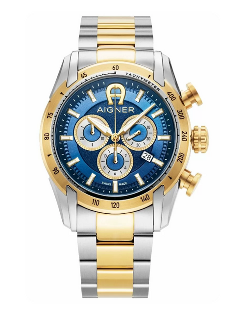 Load image into Gallery viewer, Aigner BENEVENTO men watch steel gold with blue
