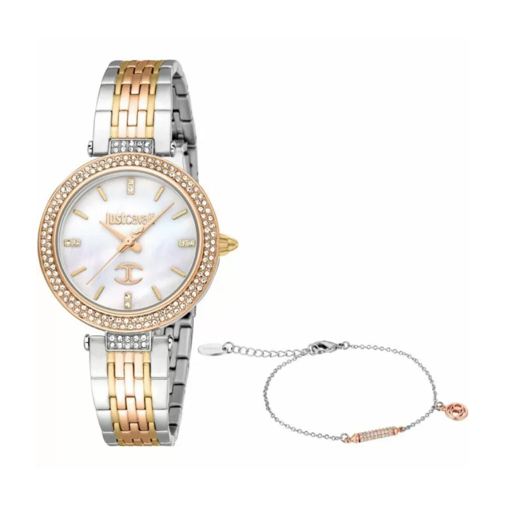 Just Cavalli Ladies Varenna Watch set rose gold , Silver