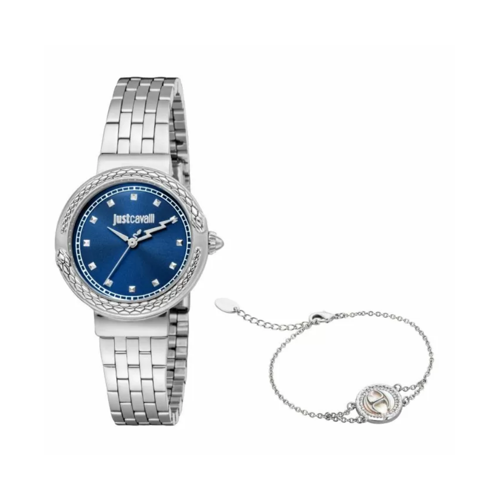Just Cavalli ladies Quartz watch steel silver , Blue