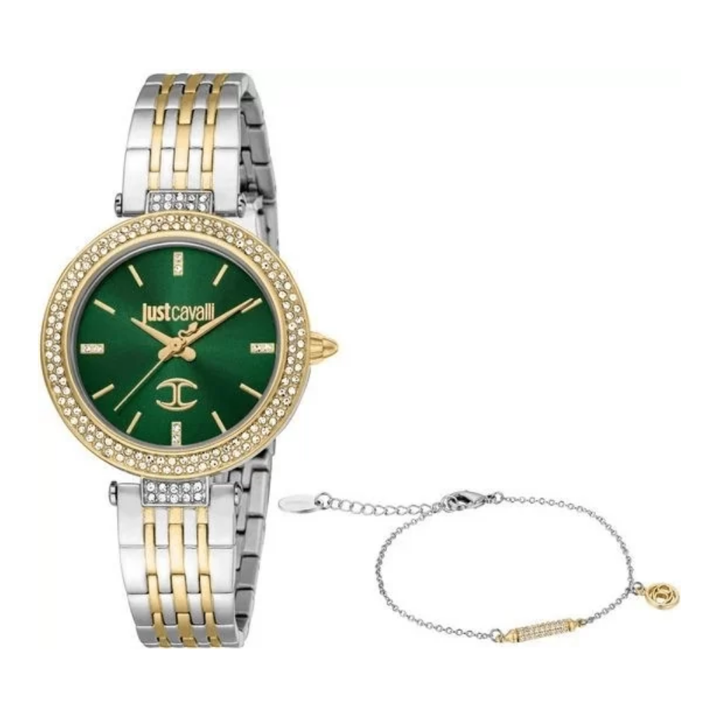 Just Cavalli Ladies Varenna Watch set gold , Green