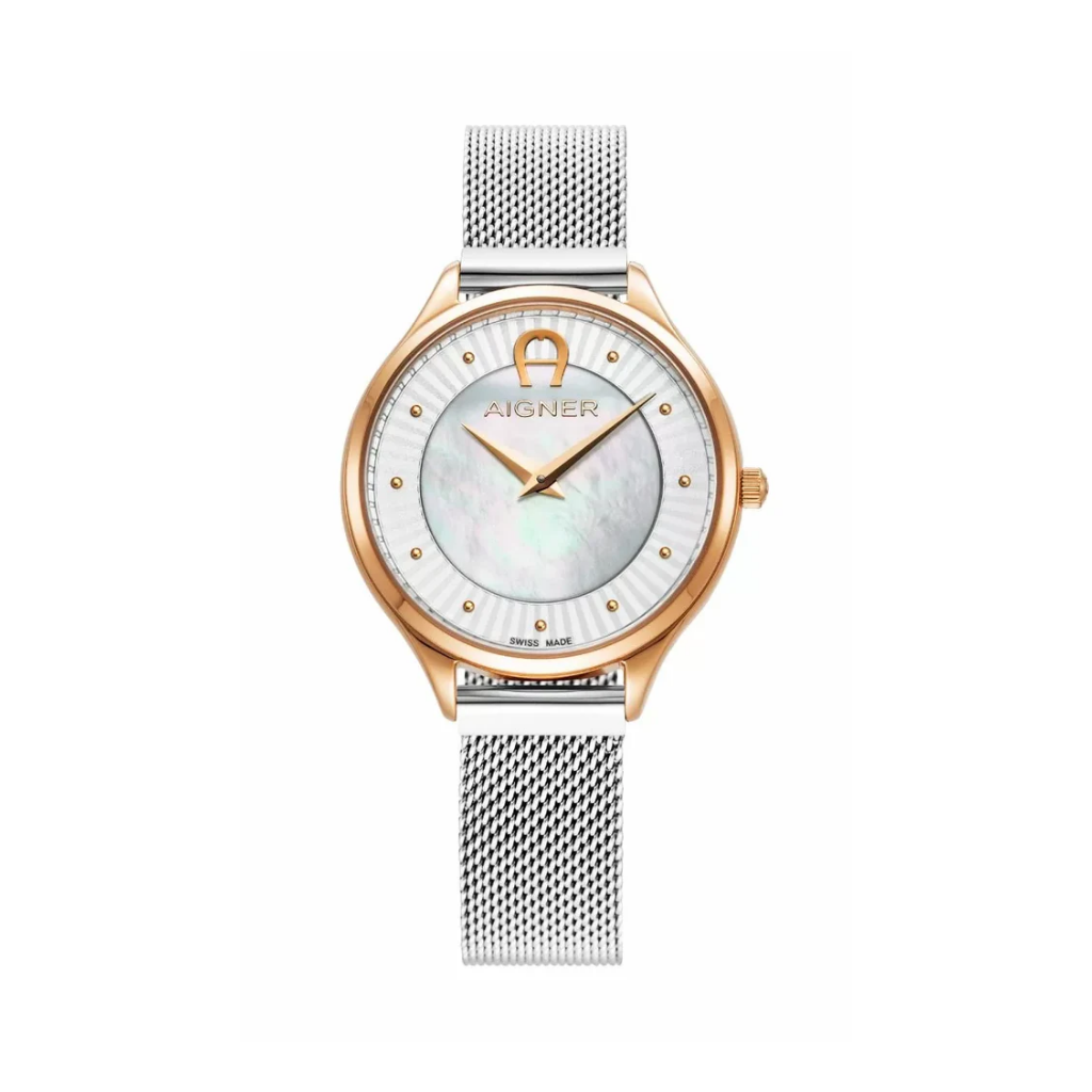 Aigner VELLETRI ladies watch steel silver , Rose gold