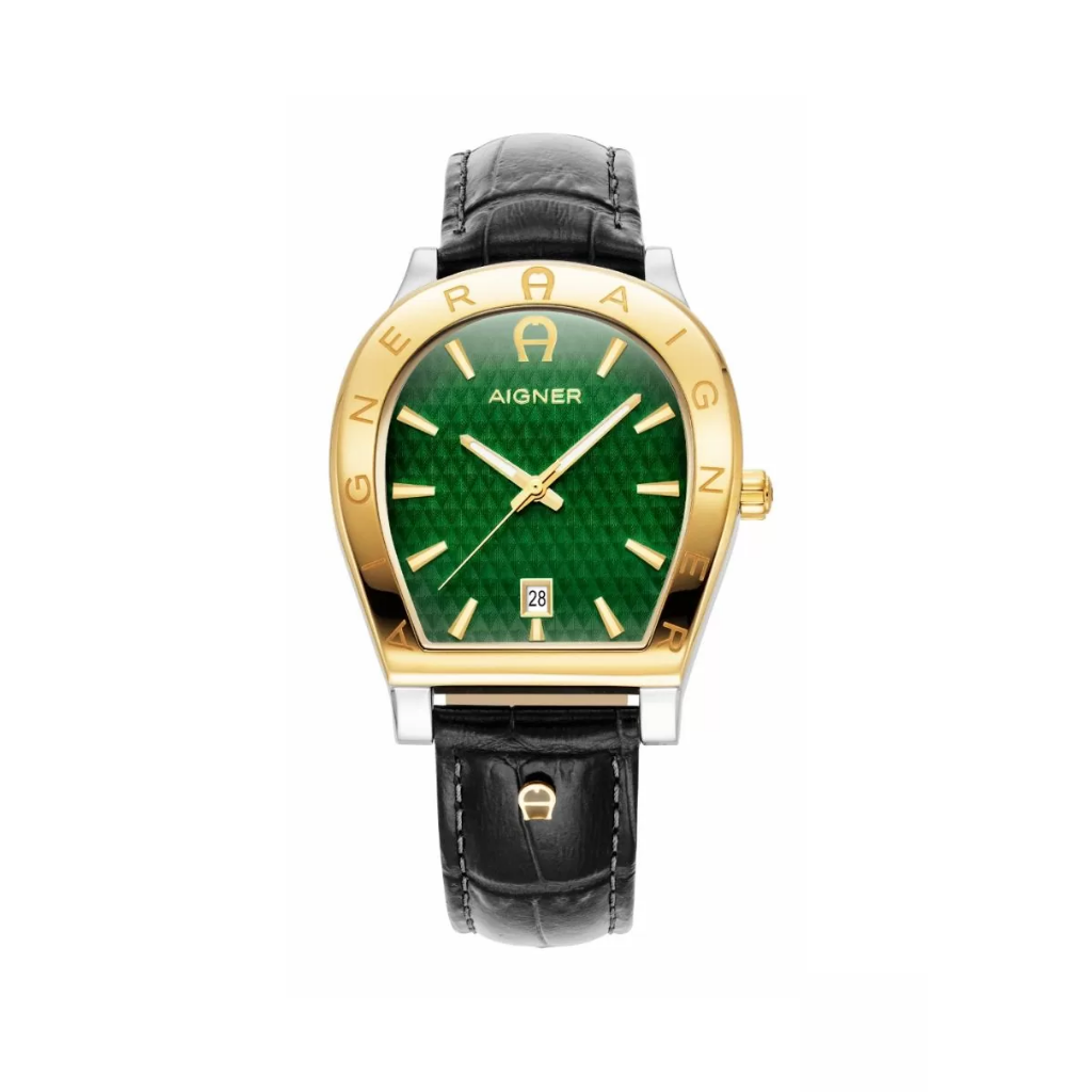 Aigner CHIETI men watch green with black leather