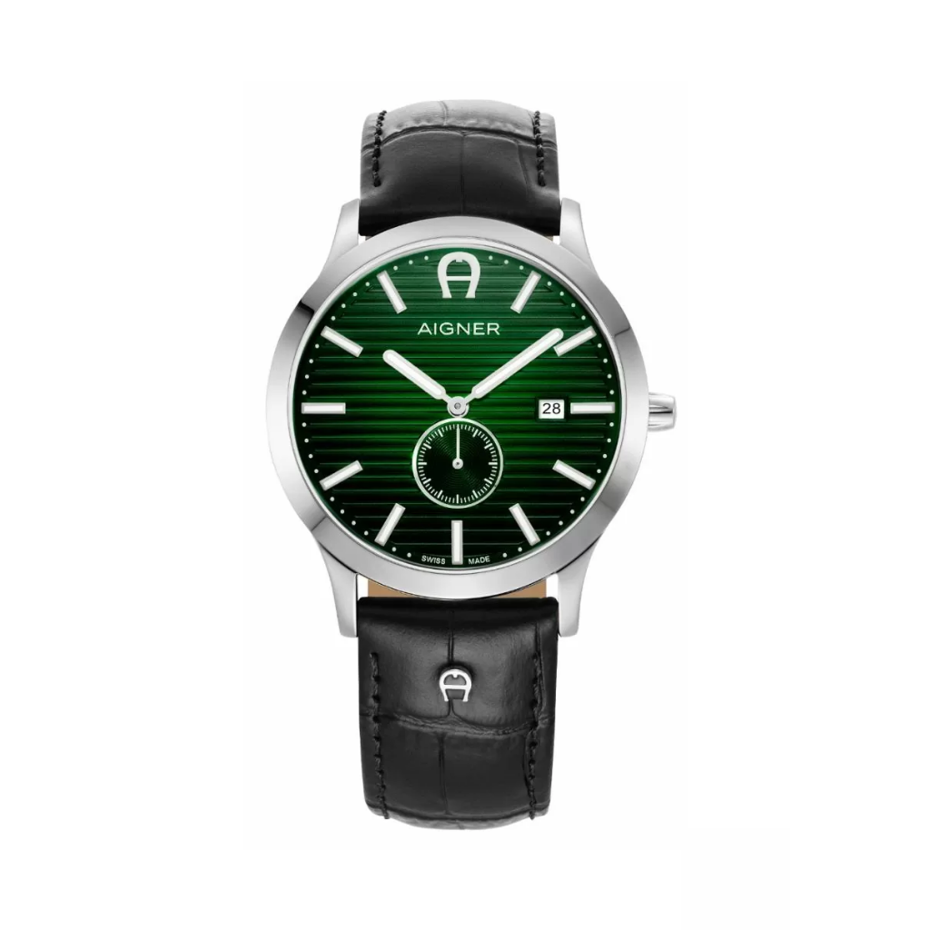 Aigner TREVISO men watch green with black leather