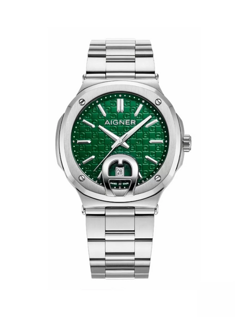 Load image into Gallery viewer, Aigner TAVIANO men watch steel silver , Green
