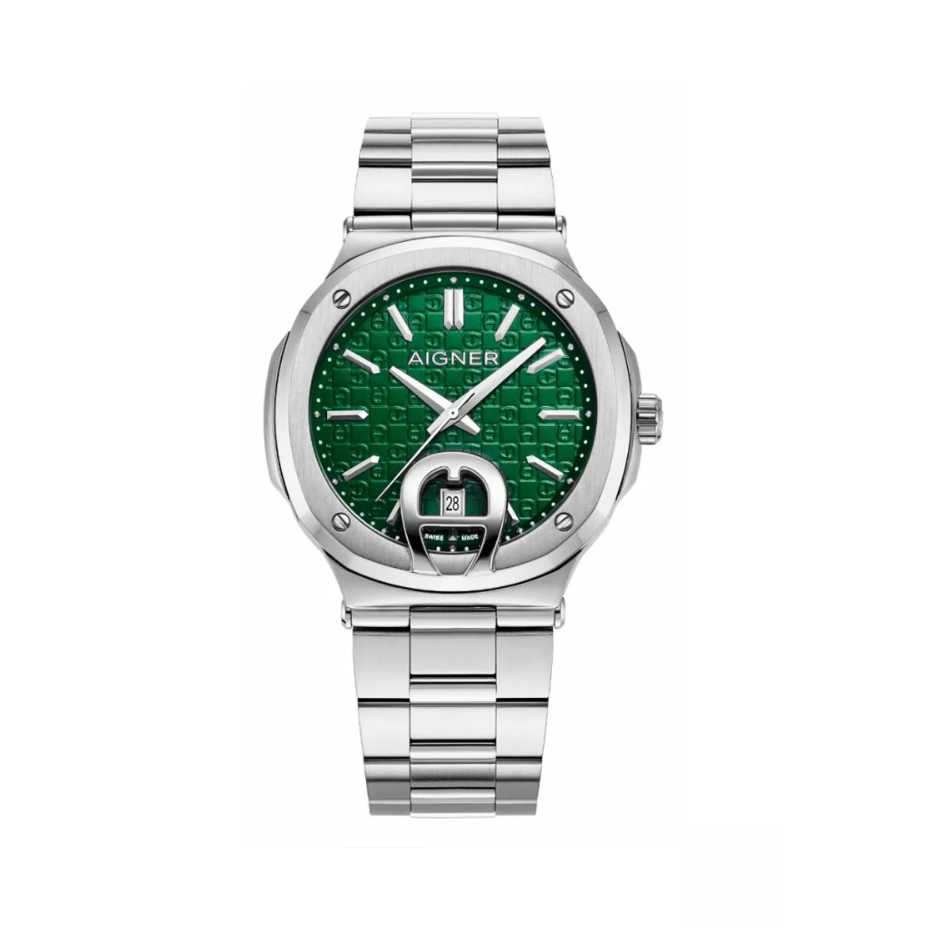 Aigner TAVIANO men watch steel silver , Green