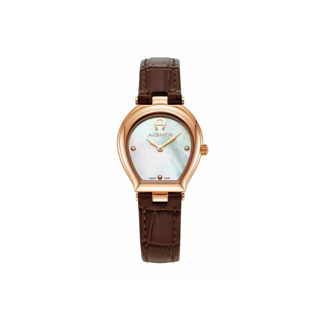 Aigner TRANI ladies watch rose gold with brown leather