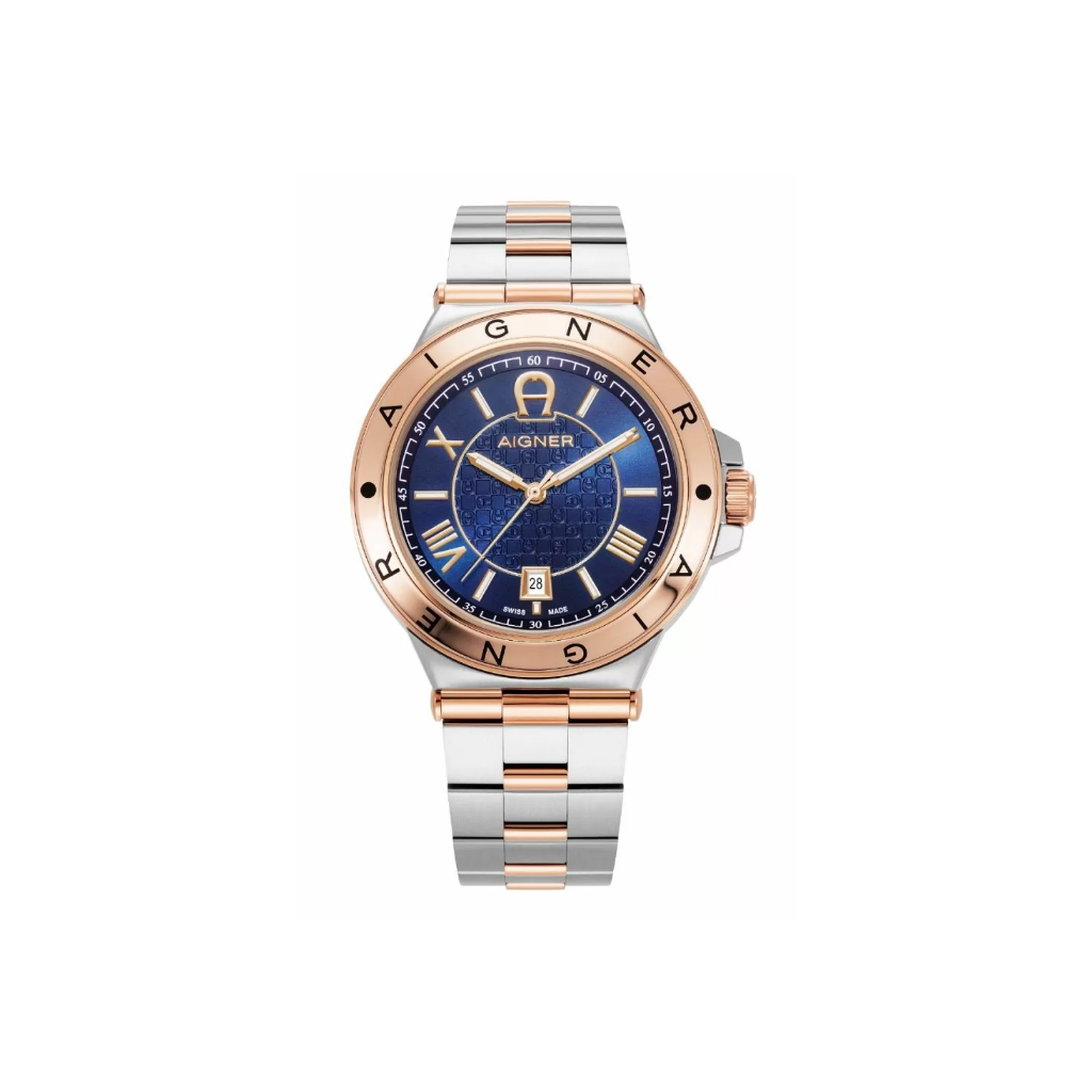 Aigner Trieste 2 men watch steel rose gold , Blue