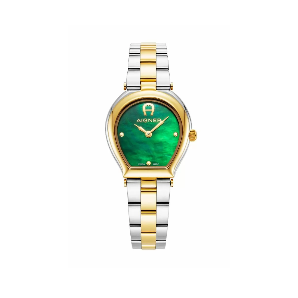 Aigner TRANI ladies watch stainless steel gold , Green