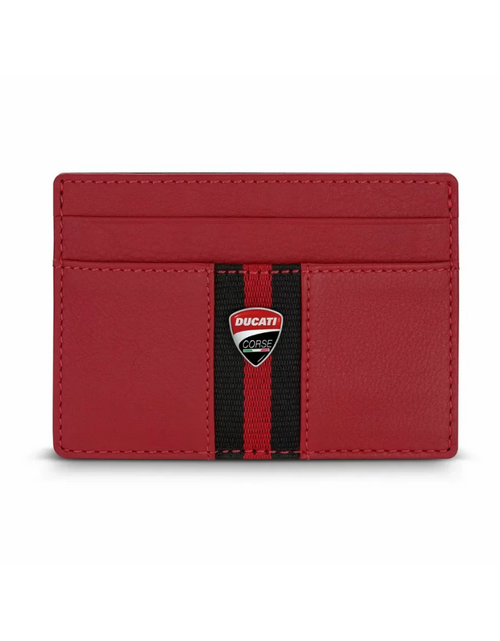 Load image into Gallery viewer, Ducati SFIDA card holder 4cc with red - black leather
