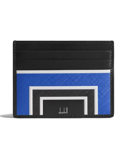 تحميل الصورة إلى عارض المعرض، Dunhill Archive Deco Card Case Black / Blue leather
