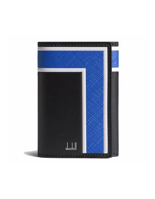 تحميل الصورة إلى عارض المعرض، Dunhill Archive Deco Key Case Black / Blue Leather
