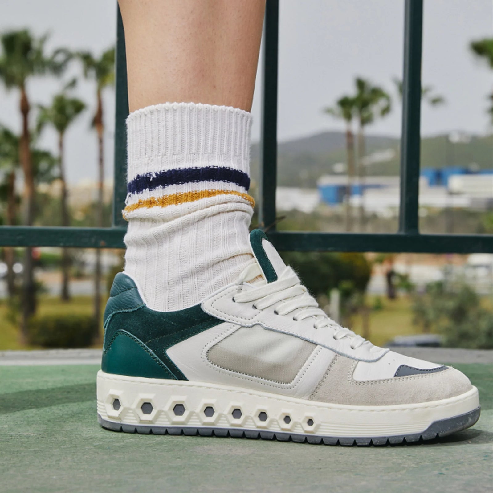 Sneaker 001 - White & Aurora Green | The most comfortable luxury sneaker