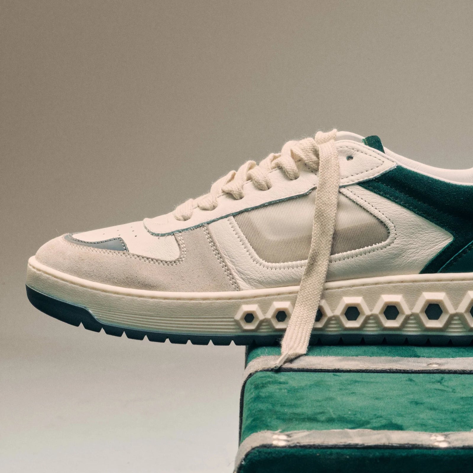 Sneaker 001 - White & Aurora Green | The most comfortable luxury sneaker