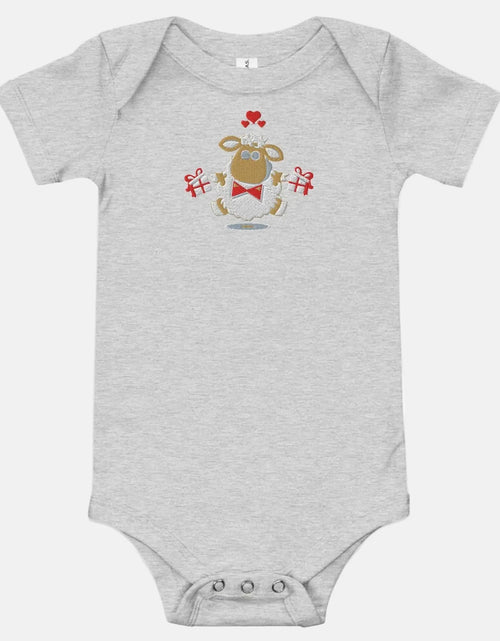 Load image into Gallery viewer, IVORYNN Baby Light Gray Short Sleeve Sheep Embroidered Bodysuit
