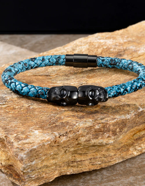 Load image into Gallery viewer, Blue Viper Leather Men&#39;s Bracelet
