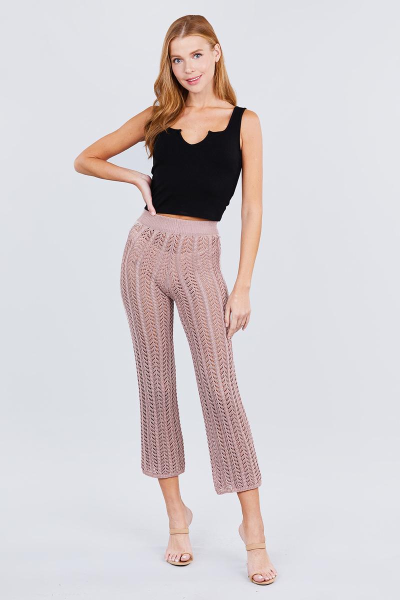 Ivorynn Crochet Hollow Out Beach Pants – High Waisted Summer Knit Trousers