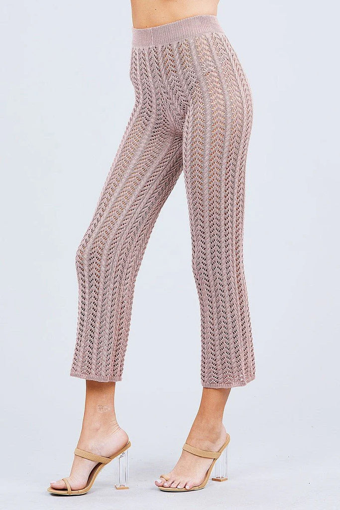 Ivorynn Crochet Hollow Out Beach Pants – High Waisted Summer Knit Trousers