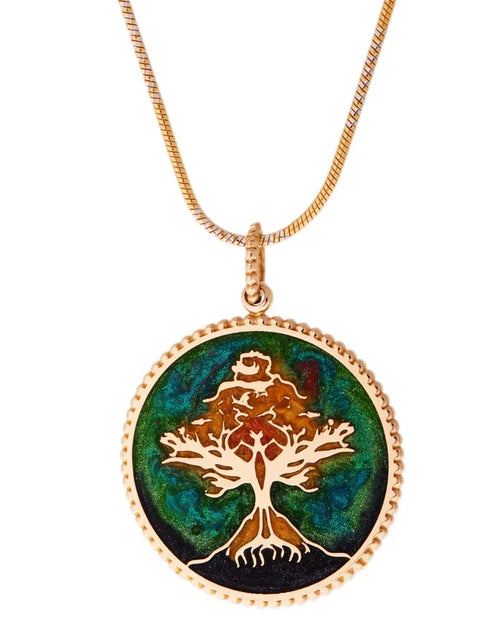 Load image into Gallery viewer, Tree of Life in Green Pendant
